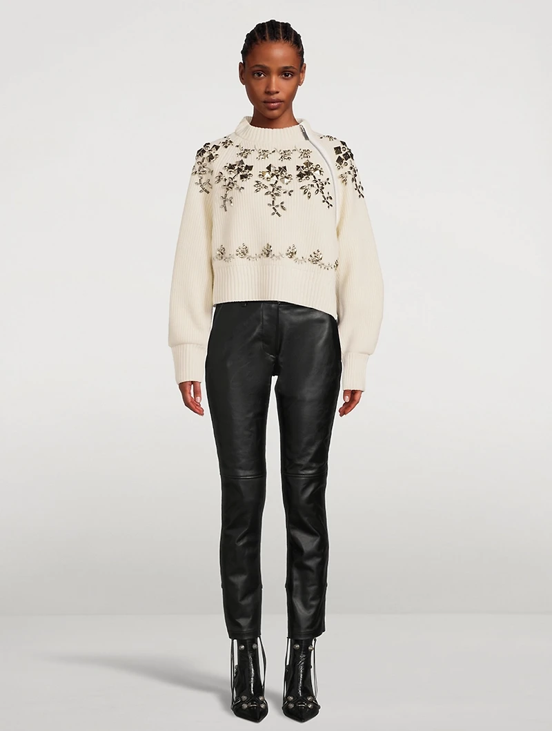 Flower Studs Wool Sweater