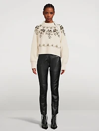 Flower Studs Wool Sweater