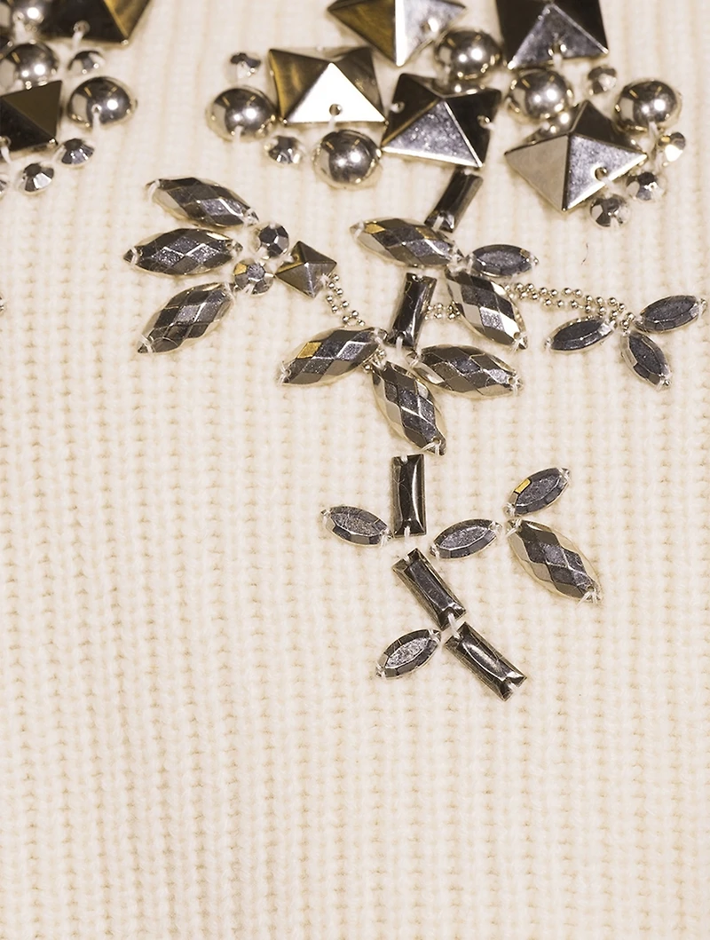 Flower Studs Wool Sweater