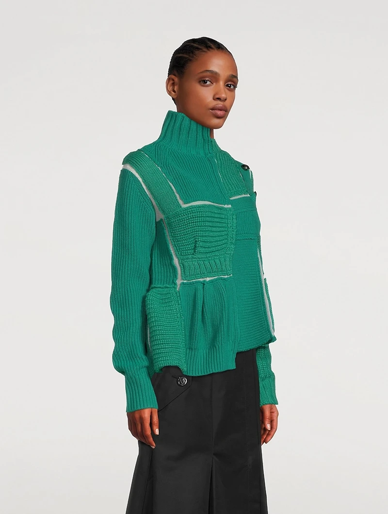 Wool Asymmetric Patchwork Sweater