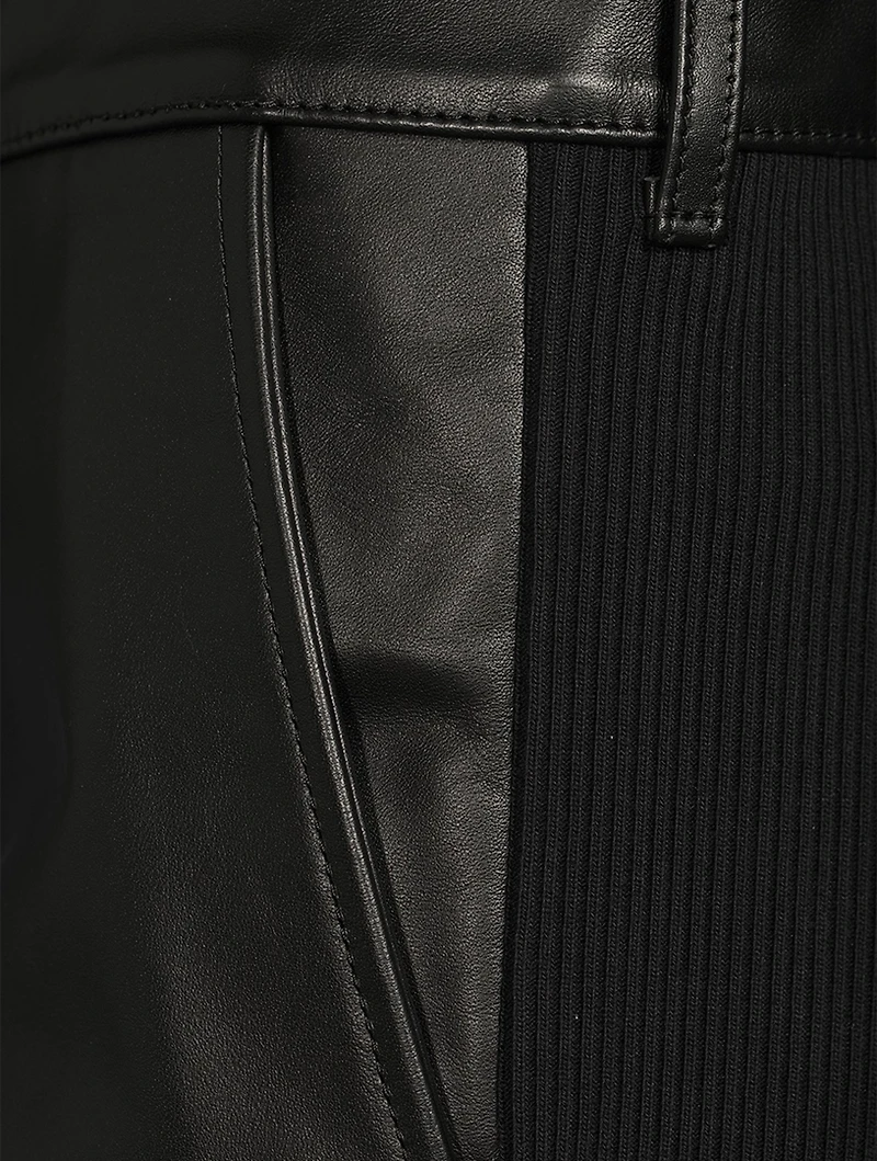 Leather And Jersey Straight-Leg Trousers