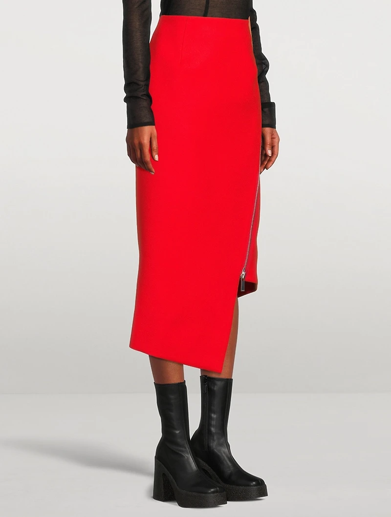 Wool Melton Midi Skirt
