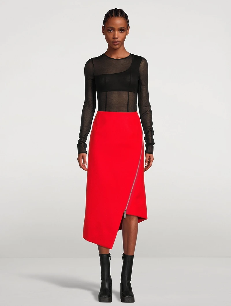 Wool Melton Midi Skirt