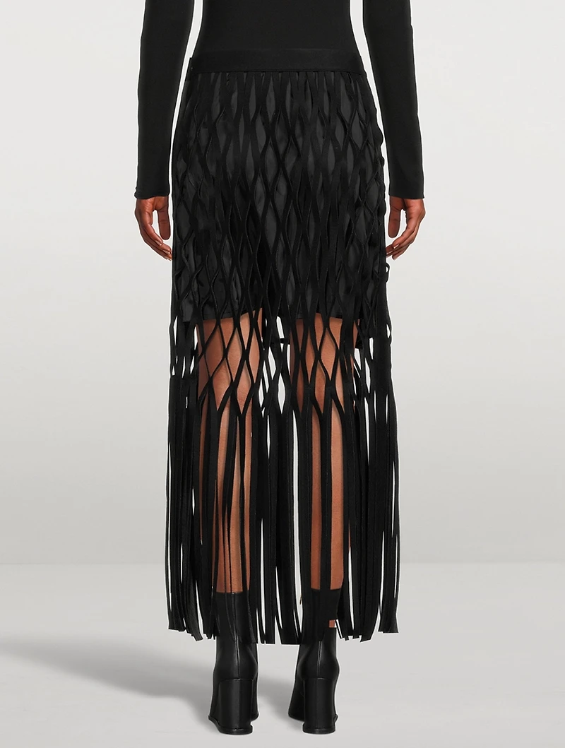 Wool Melton Fringe Skirt
