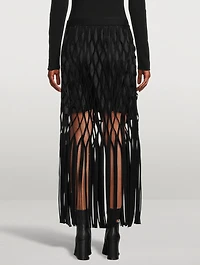 Wool Melton Fringe Skirt