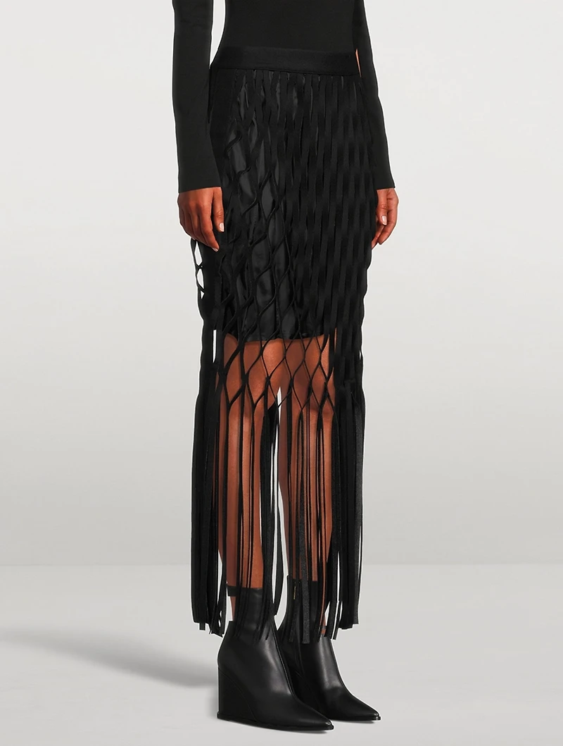 Wool Melton Fringe Skirt