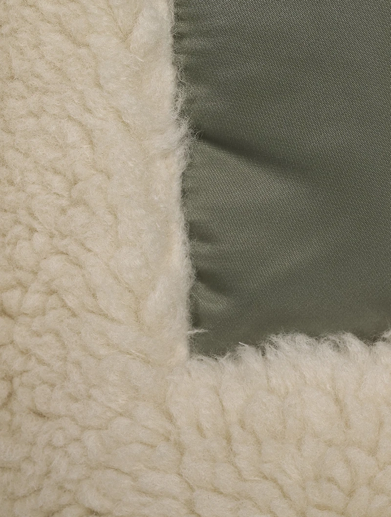 Faux Shearling x Nylon Twill Bomber Coat