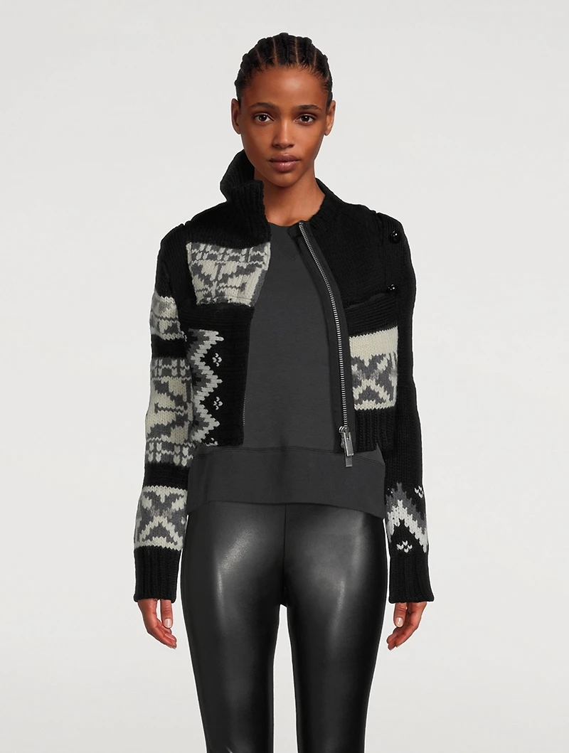 Nordic Patchwork Knit Blouson