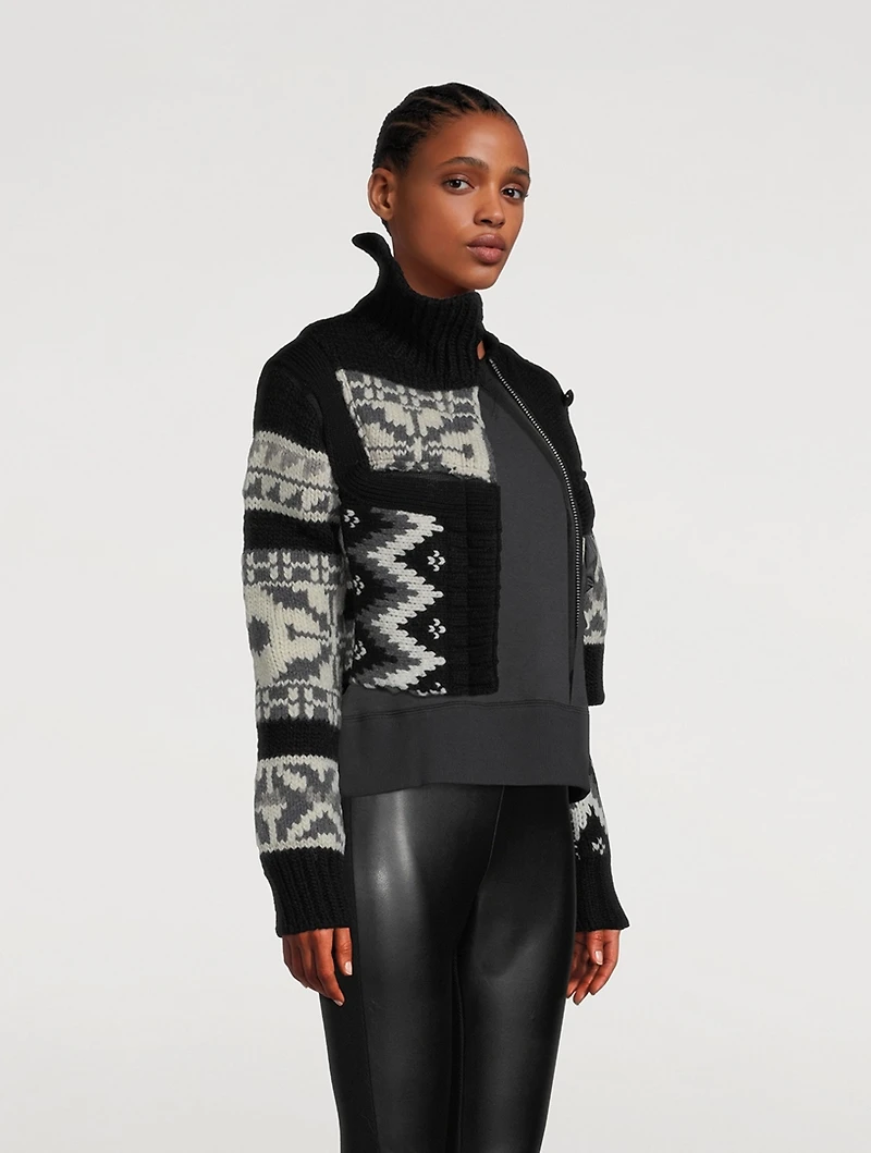 Nordic Patchwork Knit Blouson