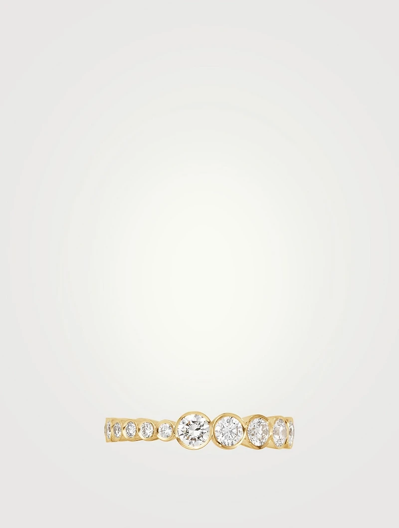 Ensemble Croissant 18K Gold Engagement Ring With Diamonds