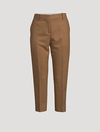Cropped Wool Flannel Trousers