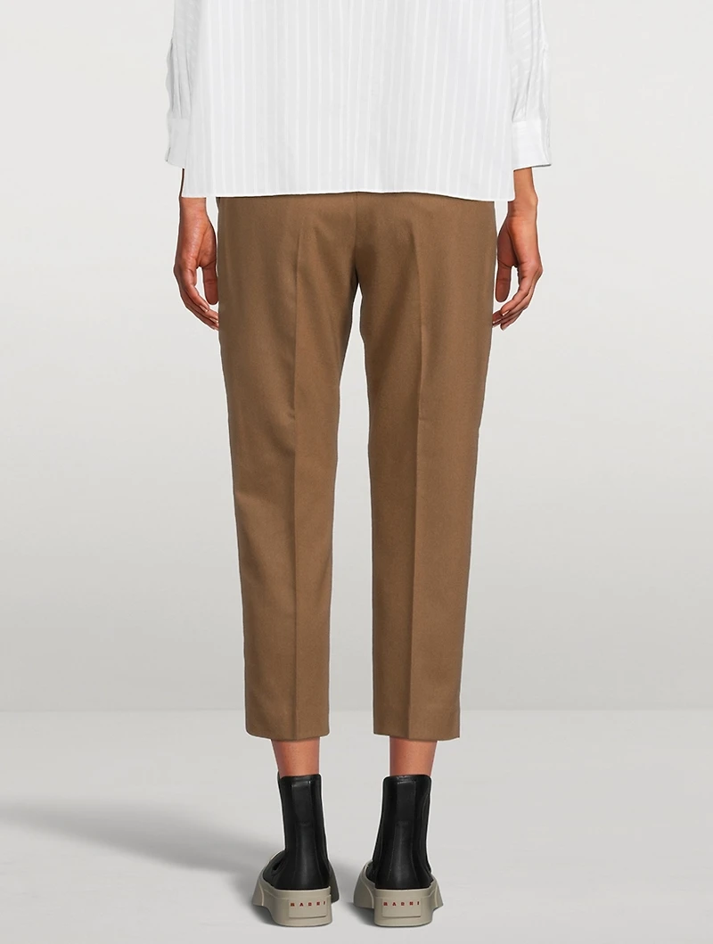 Cropped Wool Flannel Trousers