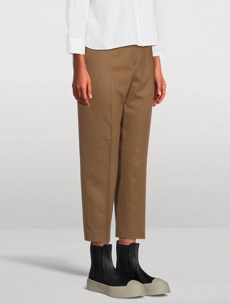 Cropped Wool Flannel Trousers