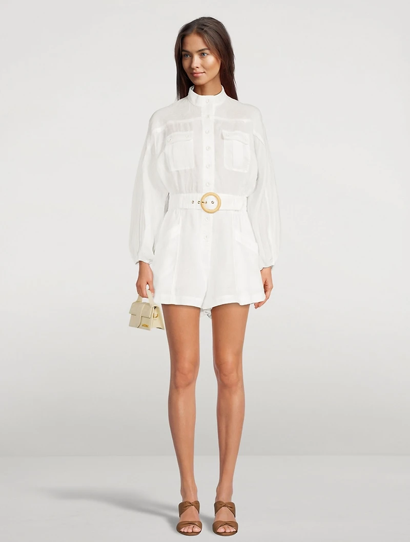 Anneke Belted Linen Playsuit