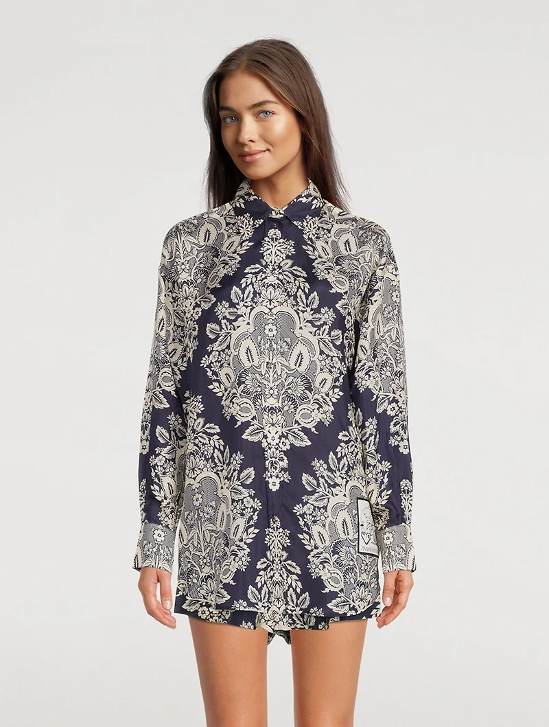 Pattie Printed Silk Habotai Shirt