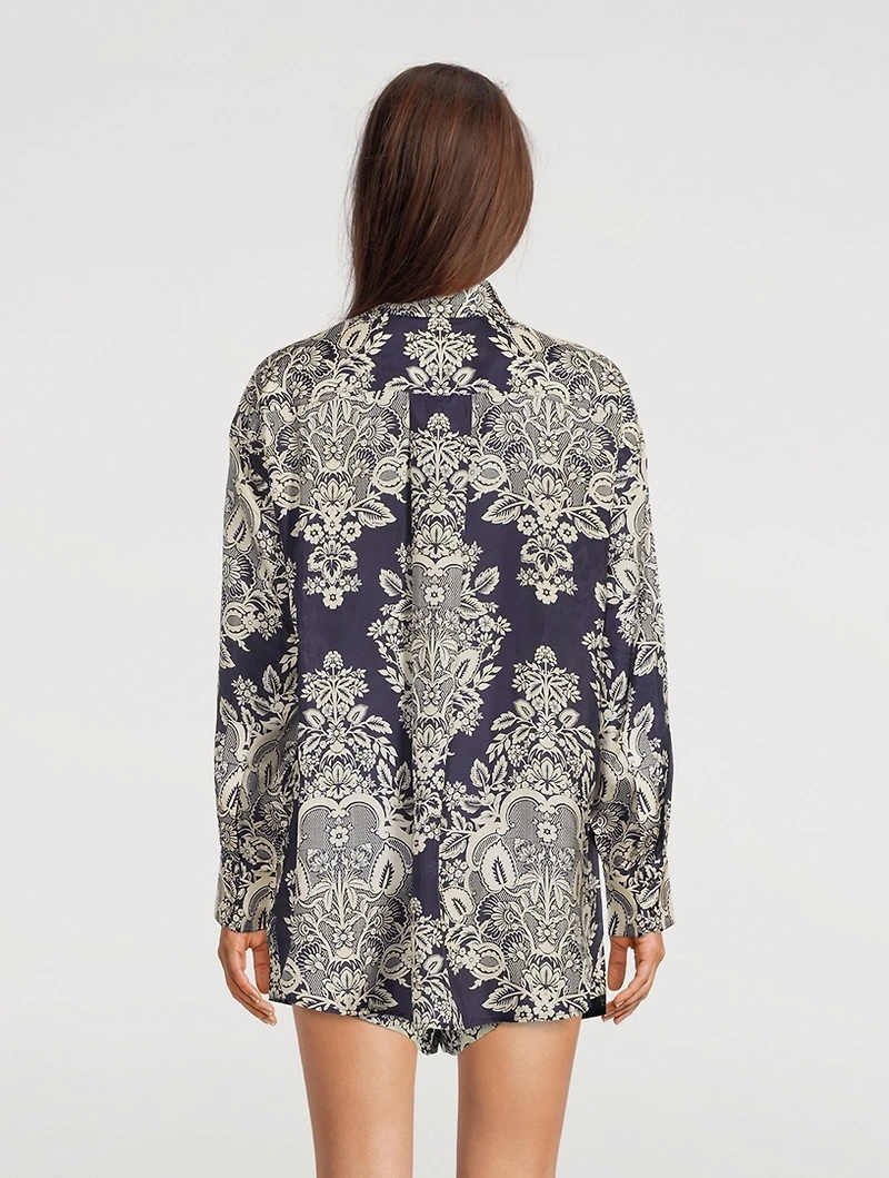 Pattie Printed Silk Habotai Shirt