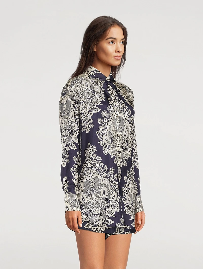 Pattie Printed Silk Habotai Shirt