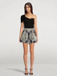 Pattie Printed Silk Habotai Shorts