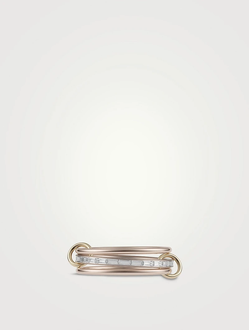 Rhea 18K Gold Stacked Ring With Diamonds
