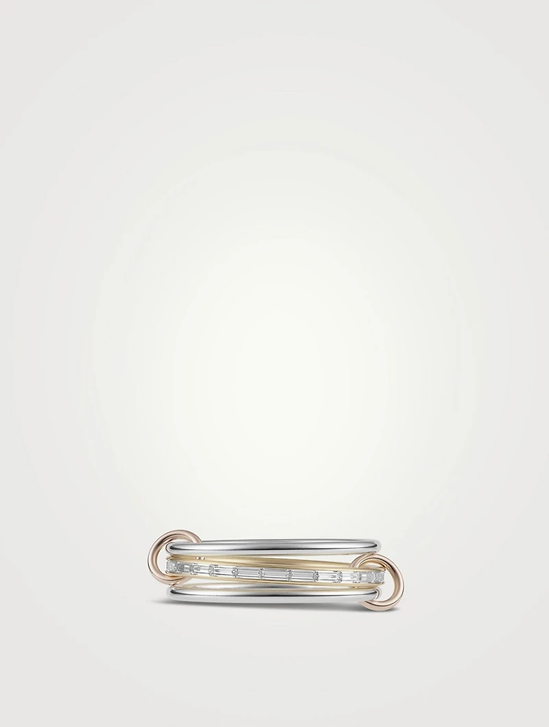 Rhea MX 18K Gold Stacked Ring With Diamonds