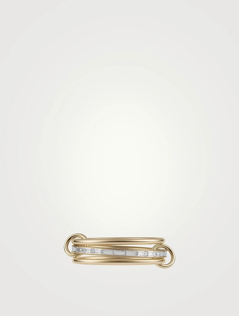 Rhea YG 18K Gold Stacked Ring With Diamonds