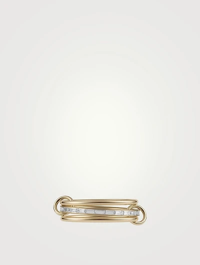 Rhea YG 18K Gold Stacked Ring With Diamonds