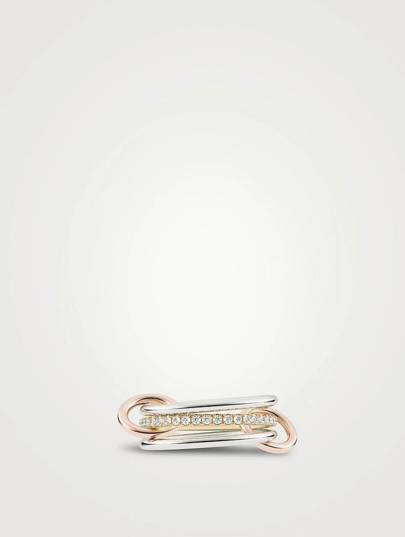 Sonny MX 18K Gold Stacked Ring With Diamonds