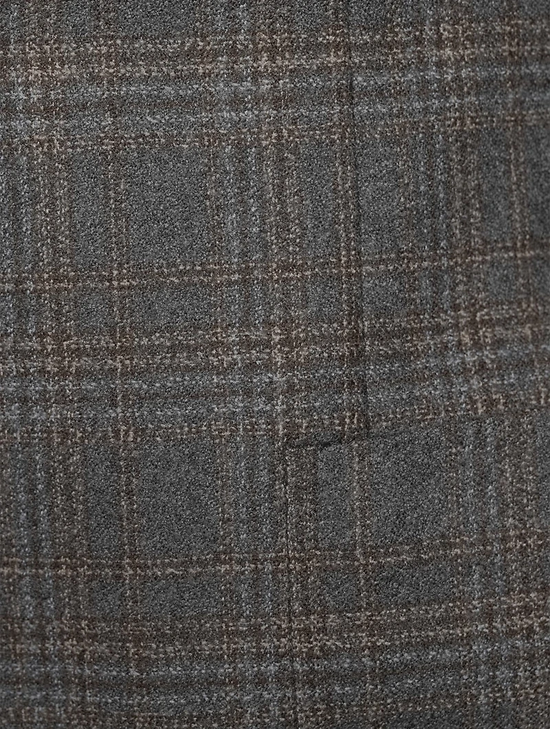 Wool Single-Breasted Jacket Check Print