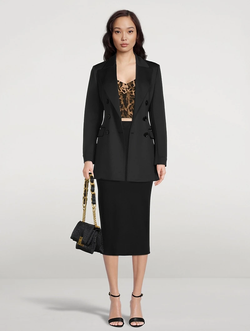 Double-Breasted Neoprene Blazer
