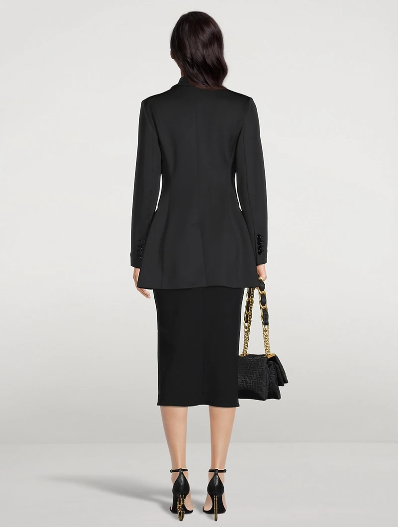 Double-Breasted Neoprene Blazer