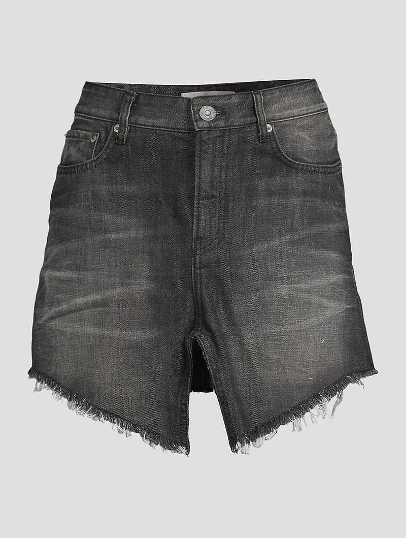 Cut-Up Denim Mini Skirt