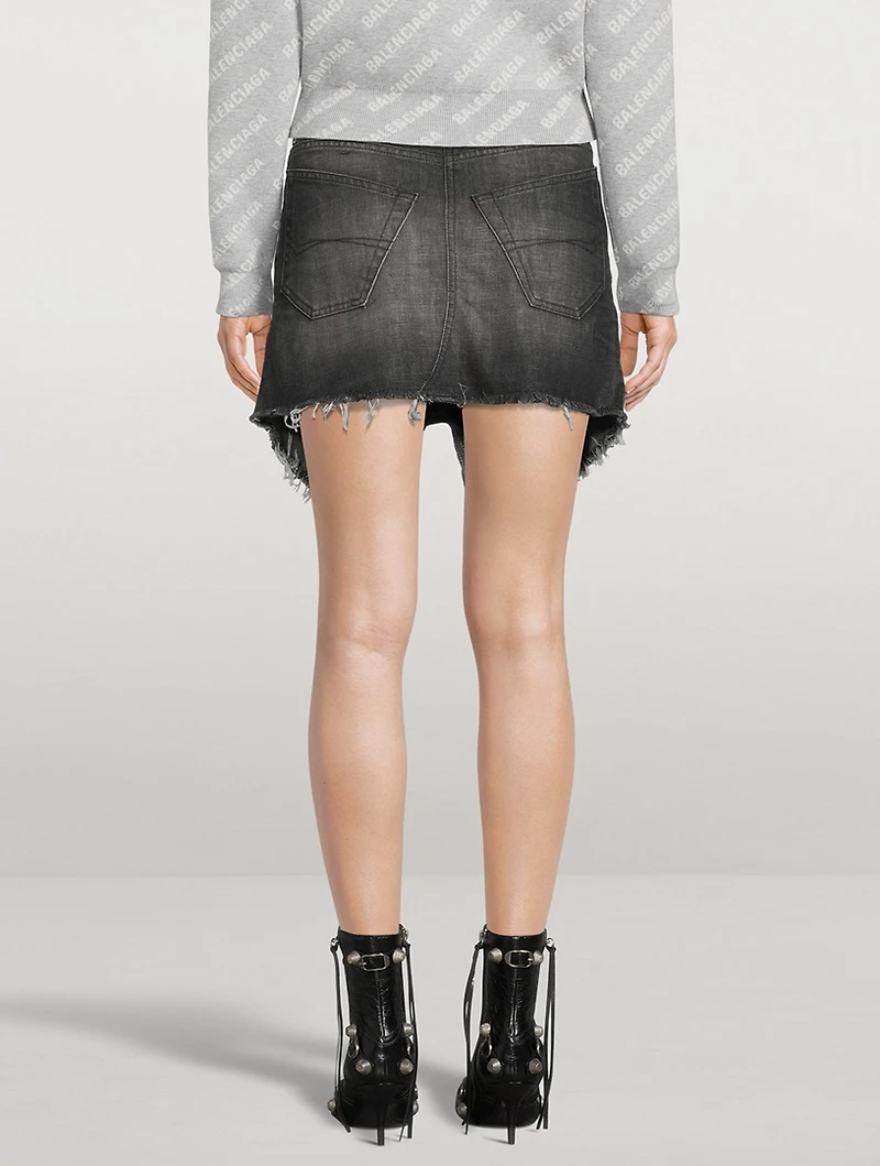 Cut-Up Denim Mini Skirt