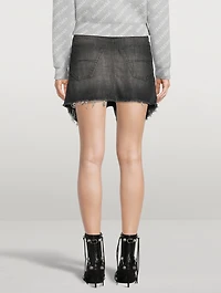 Cut-Up Denim Mini Skirt