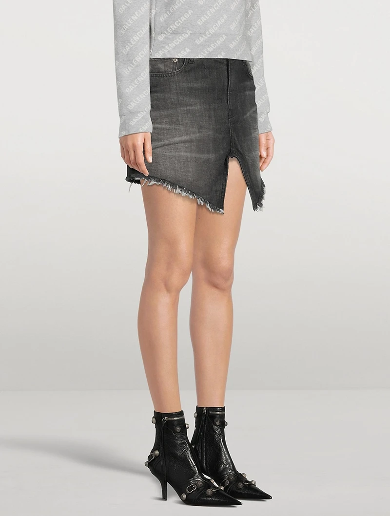 Cut-Up Denim Mini Skirt