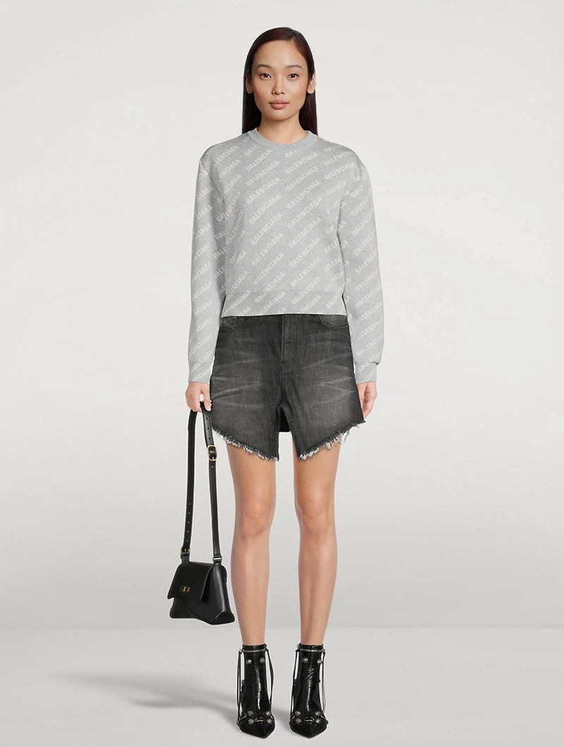Cut-Up Denim Mini Skirt