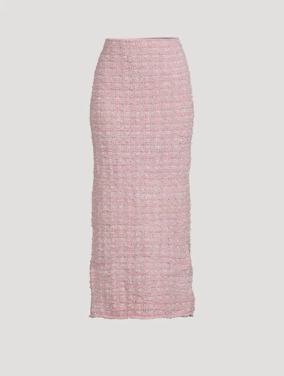 Back-to-Front Tweed Midi Skirt