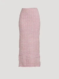 Back-to-Front Tweed Midi Skirt