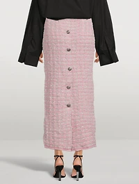 Back-to-Front Tweed Midi Skirt