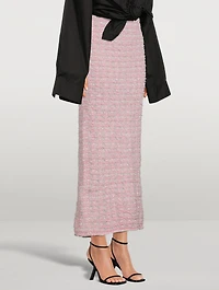 Back-to-Front Tweed Midi Skirt