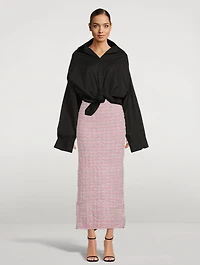 Back-to-Front Tweed Midi Skirt