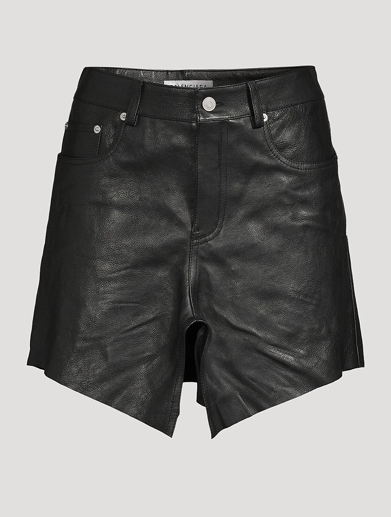 Cut-Up Leather Mini Skirt