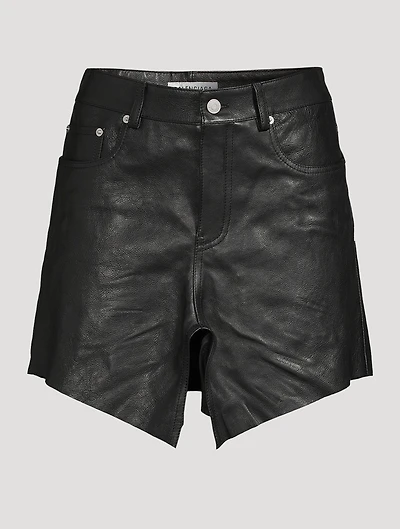 Cut-Up Leather Mini Skirt