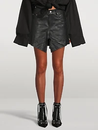 Cut-Up Leather Mini Skirt