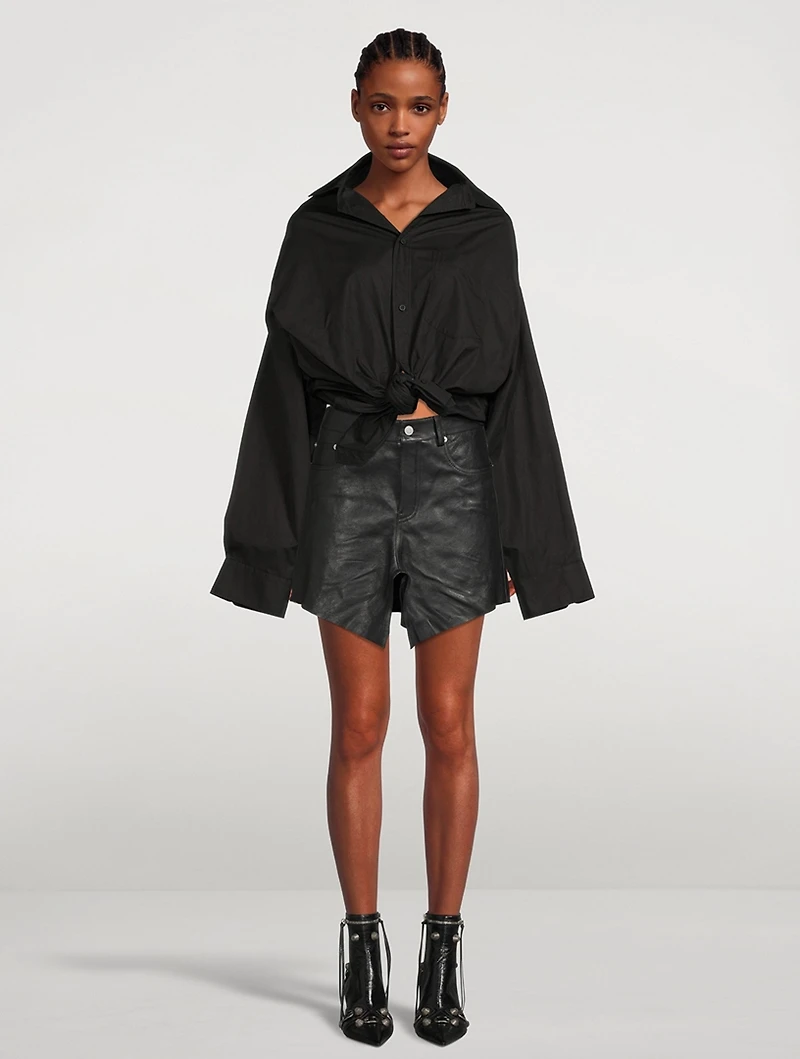 Cut-Up Leather Mini Skirt