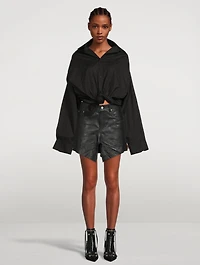 Cut-Up Leather Mini Skirt