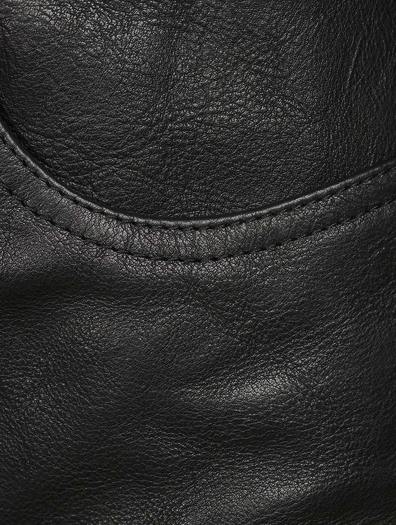 Cut-Up Leather Mini Skirt