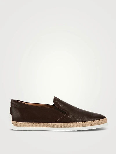 Leather Slip-On Espadrille Shoes