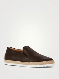 Leather Slip-On Espadrille Shoes
