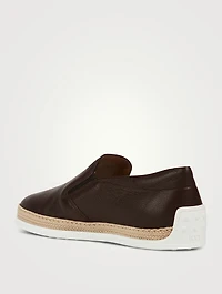 Leather Slip-On Espadrille Shoes