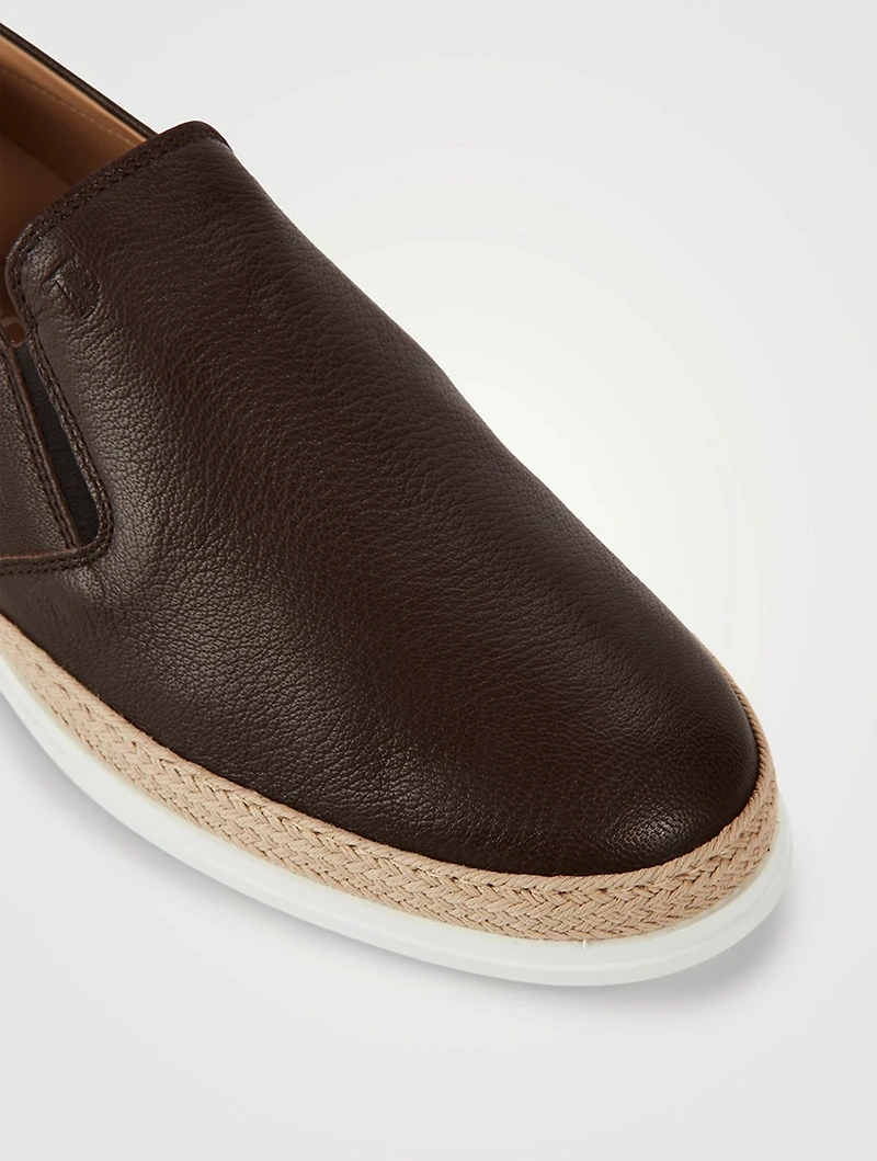 Leather Slip-On Espadrille Shoes